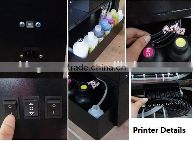 A3 size multifunctional eco solvent ink flatbed printer for golf ball , mobile phone cover, usb