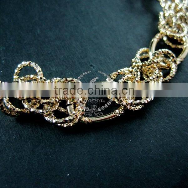 20cm 14K light gold plated brass faceted circle round oval link fashion DIY bracelet supplies 1900065
