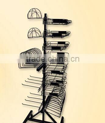 custom retail shop floor standing product hook metal display rack/display rack for hanging items/metal display stand