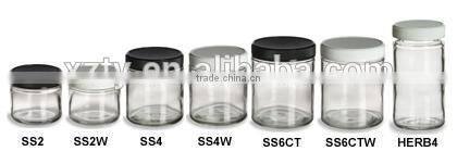 Straight Sided Clear Glass Jar 6 oz(180ml) w/ Std Black Lid