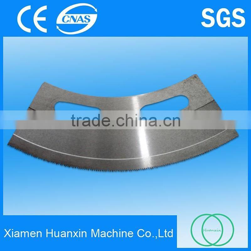 Toothed packaging cutting blade/machine knife