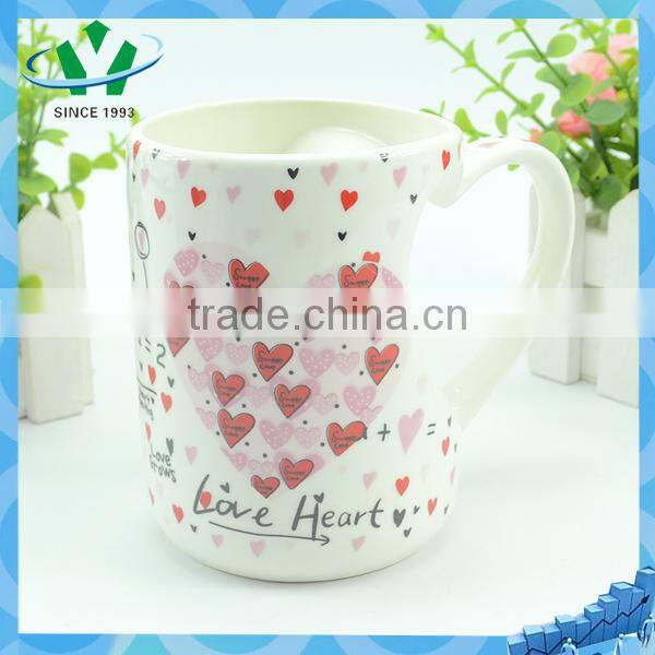 Wholesale ceramic coffee mug with heart-shaped handle