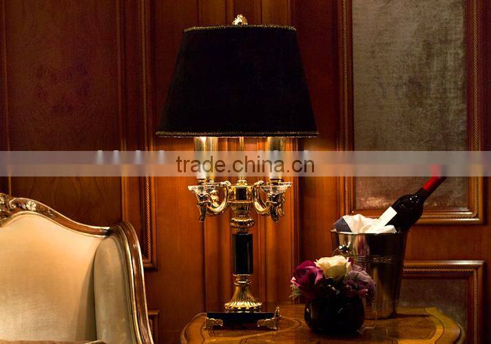 Home electrical appliance black color crystal table lamp with lampshade