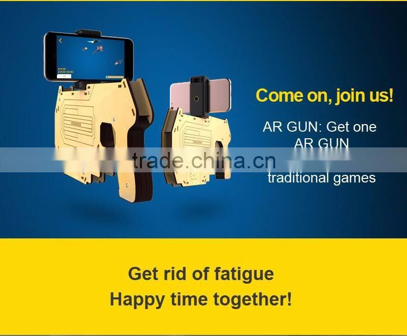 2017 New Arrival AR Gun Mobile Games Control Gun, AR Reality Experience Bluetooth Game Controller Wooden Gun For IOS/Android