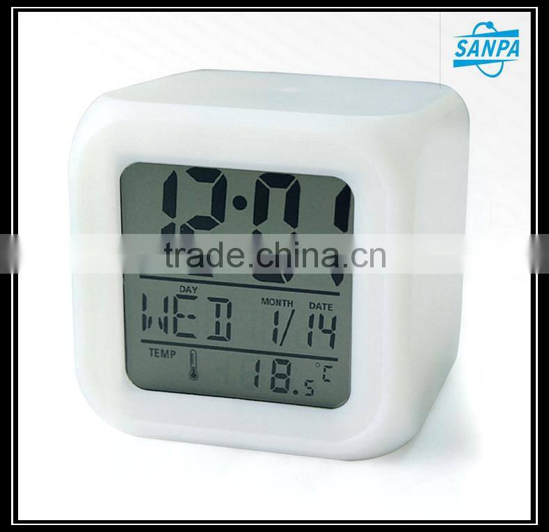 7 Color Fashion Plastic Luminous LED Digital Alarm Clock