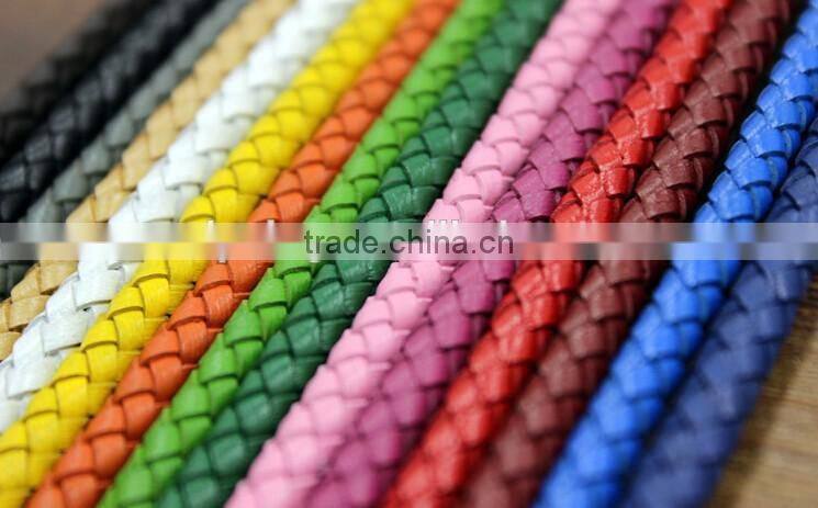 5mm round real braided leather cord various color for option for making jewelry bracelet