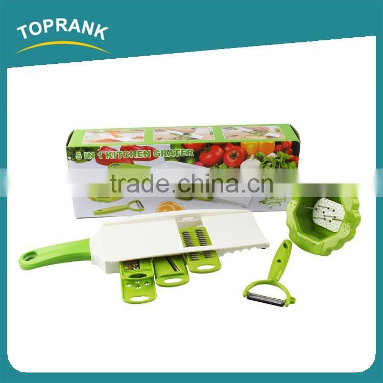 Toprank Amazon Hot Selling Multi Vegetable Chopper Cutter 5-in-1 Julienne Vegetable Slicer With Manual Fruit Peeler