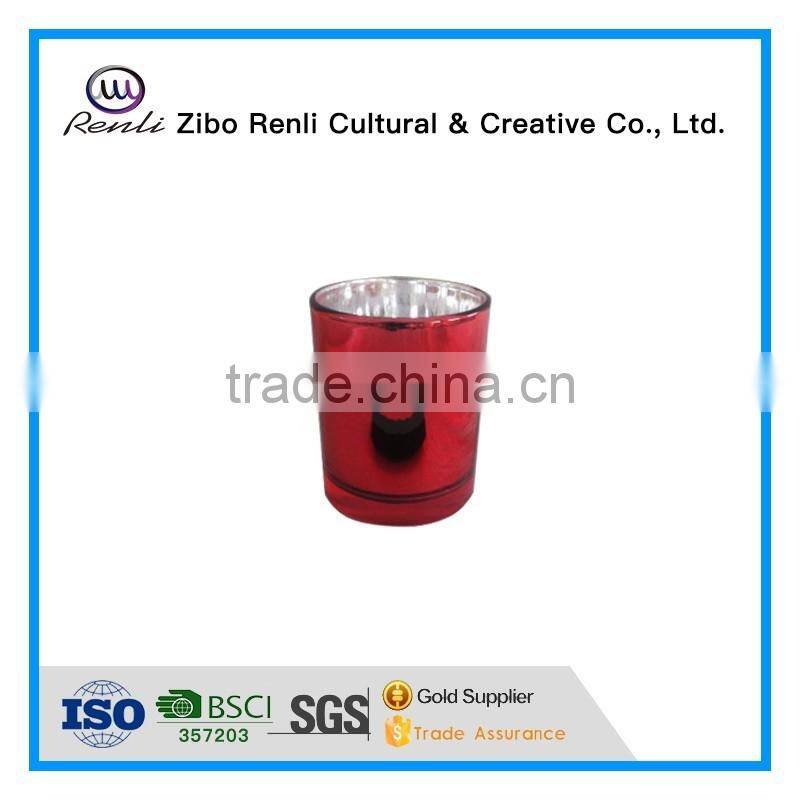 Different Size Cylinder Electroplated Red Votive Glass Candle Holder for Party