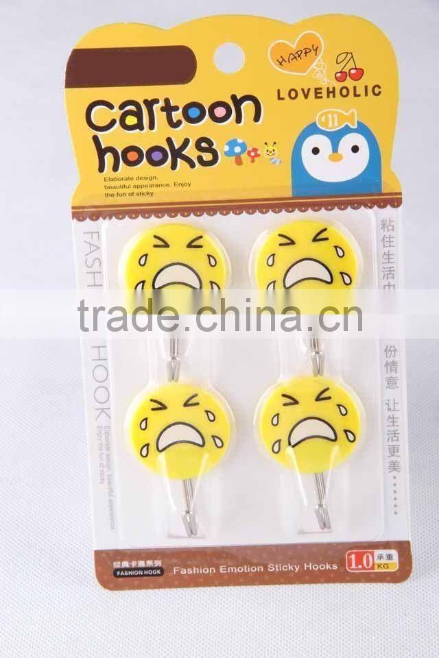 4pc small round hook with expression patterns/plastic hook