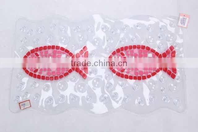 Transparent PVC anti slip bath mat with fish patterns/bathroom mat