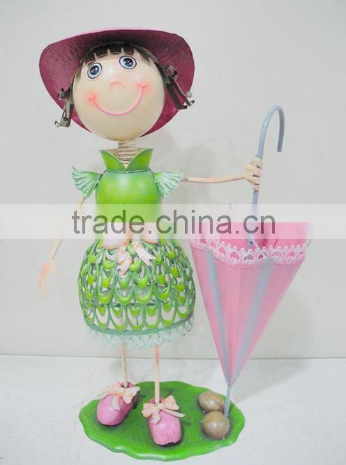 handicraft metal doll garden decor with pass BSCI certificate