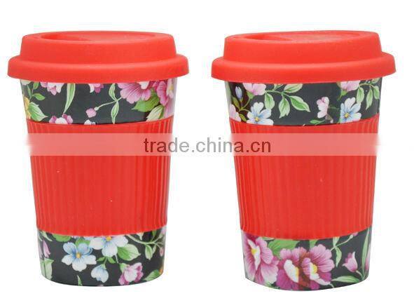 Princess Porcelain Travel Mug with Silicone Grip & Lid