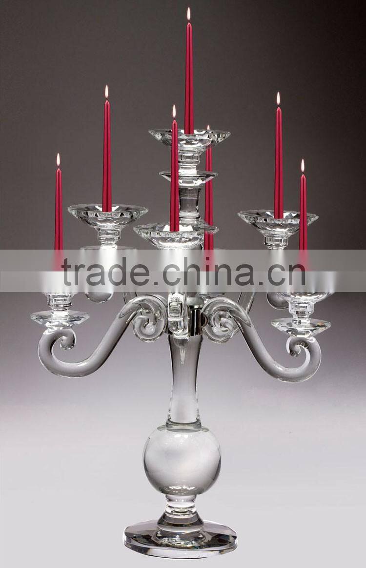 Handmade crystal glass table white 3 arm candelabra with 3 arm
