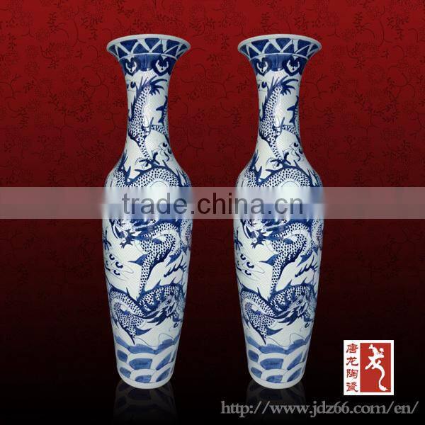 Famous carven Chinese dragon tall floor vases