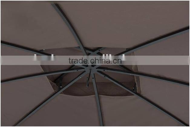 12' x 10' Wicker Gazebo, Large, Brown/Gold Trim