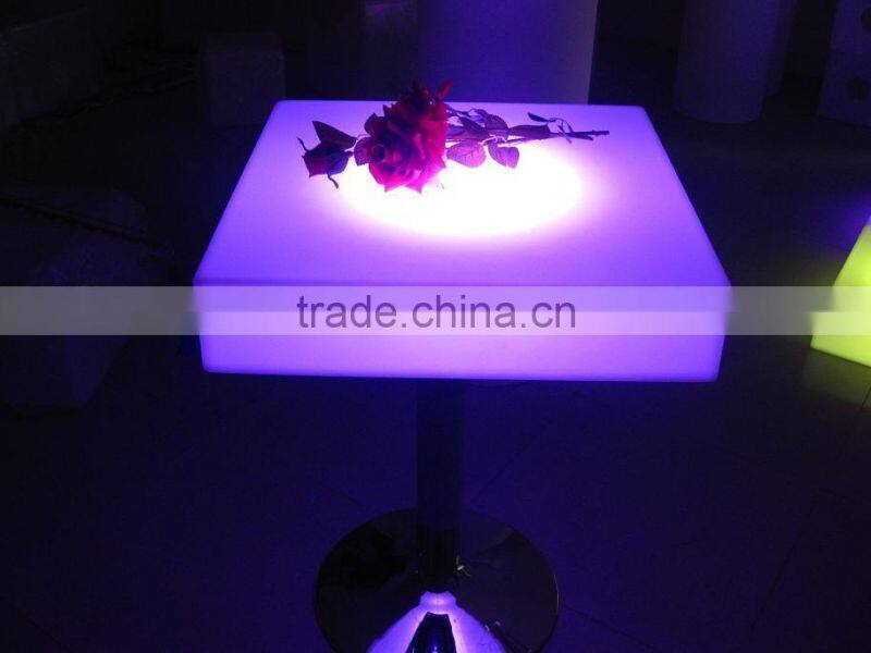 Illuminated color changing suqare top led glowing cocktail tables