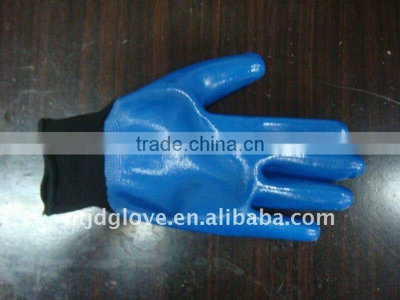 Welding gloves . 13G black nylon with blue nitirle smooths finish coating , Nitirle working safety gloves