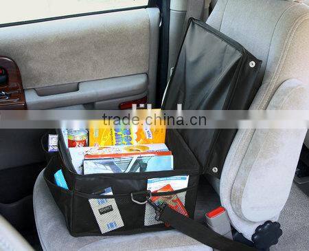 Compact car organizer with writing table