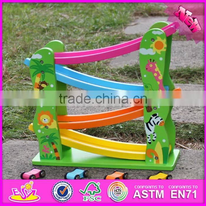 2017 new design 4 levels funny kids wooden race track toy W04E053