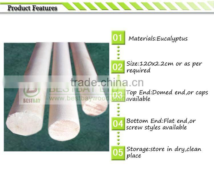120*2.2cm hot sale eucalyptus wooden broom handle