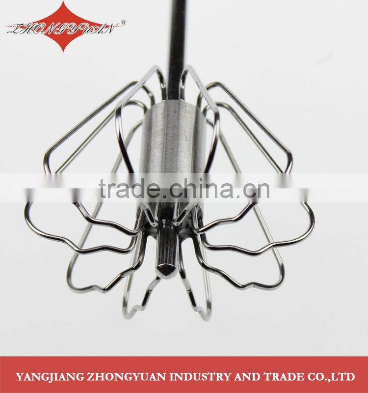 Wholesale 14-inch Stainless steel rotary egg beater food grade whisk with hand push