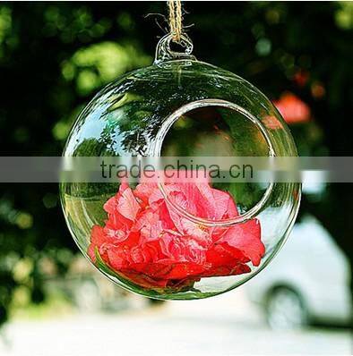 Modern Hanging Clear Round Crystal Glass Vase Flower Balls Terrarium Vases For Wedding Decoration Dia 8 cm