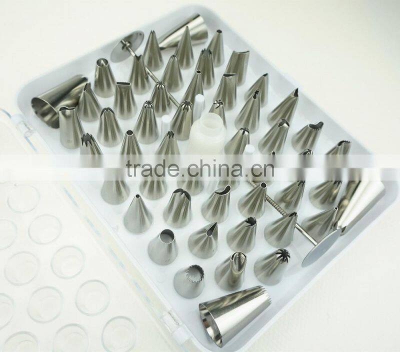 42156 52 Pcs 304 Stainless Steel Cake Master Decorating Tip Set, with Hinged Storage Box