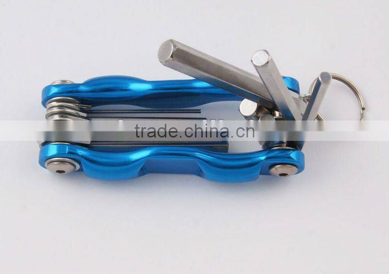 2014 new Stock pocket mini multi aluminium oxide promotion bike keychain tools 801-8a