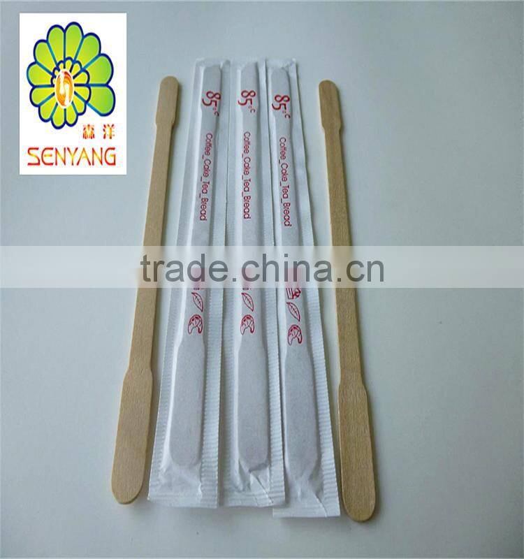 individually paper wrapped wooden coffee stirrer for restaurant