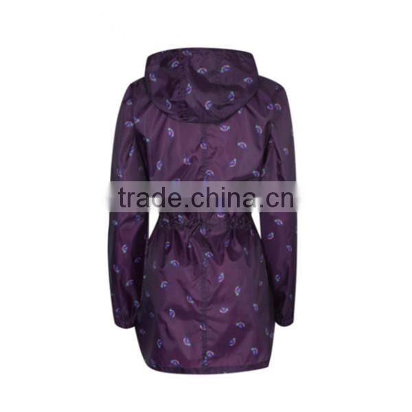 Stylish water-resist print packable parka for women