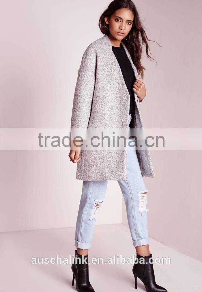 2016 new style girls grey wool cocoon coats elegant design