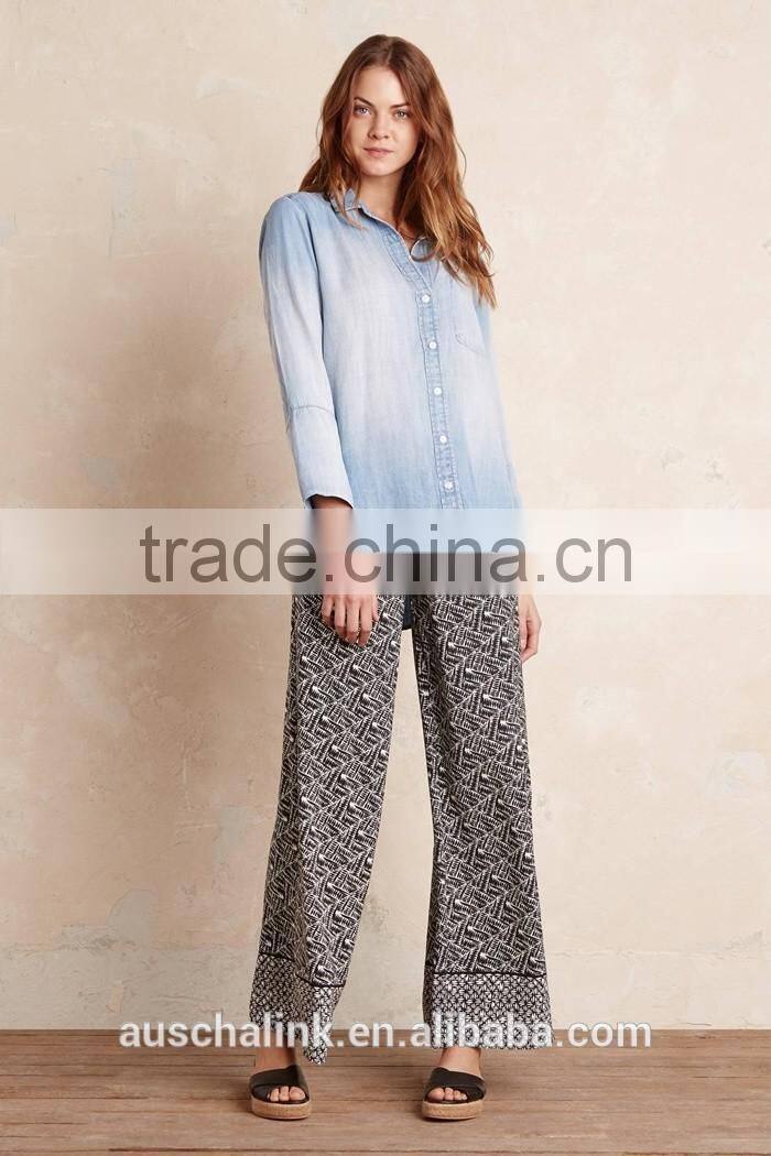 hot sale women light blue denim chambray shirt lowest price