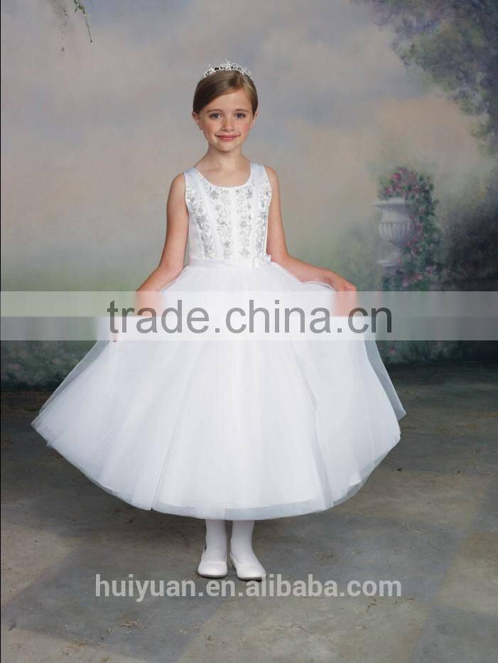 white beaded bling high neck baby gown dresses for girls