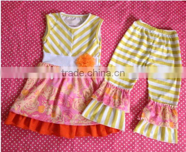 2015 Newest Wholesale China long sleeve strip Christmas Red and Green Chevron Pajamas kids