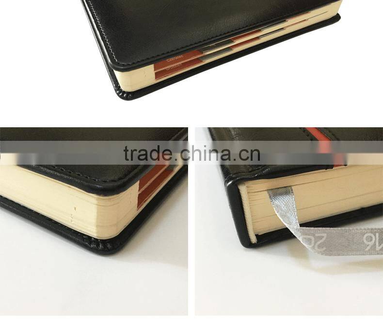 2017/2018 planner custom die-cut tab notebook Hardcover PU leather emboss/deboss Logo