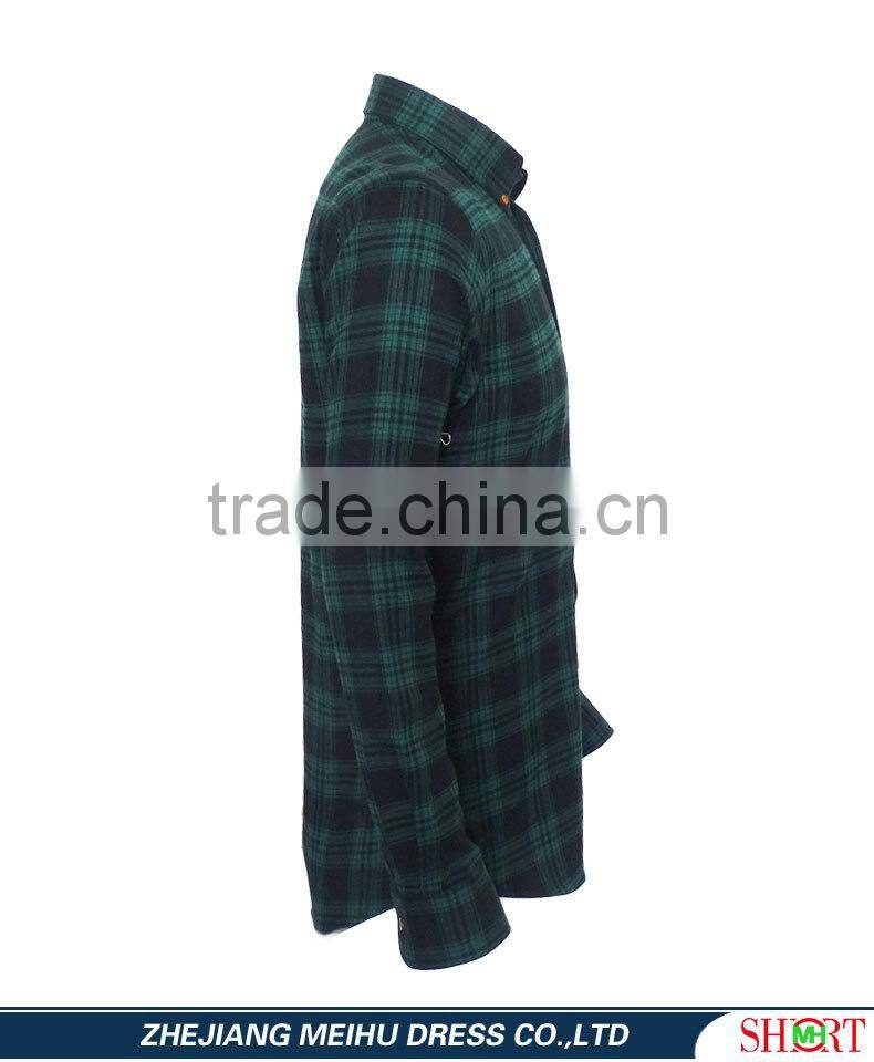 2017 latest shirts pattern for men flannel plaids with button down collar