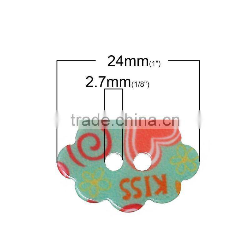 Lowest Price 24mmx17mm Mixed Cloud Two Holes Acrylic Button for Making Jewelry