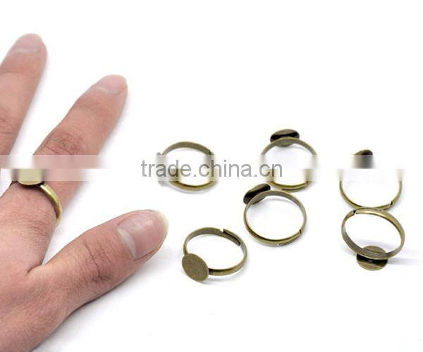 Adjustable Antique Bronze Ring Base Blank Glue-on 18.3mm Ring Setting