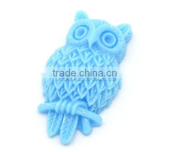 Blue Resin Owl Halloween Ornaments Cameo 31x18mm(1-1/4"x3/4"), sold per packet of 20