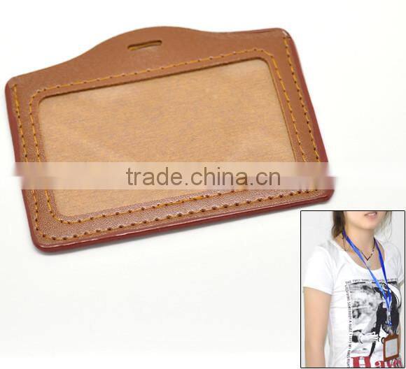 Coffee Horizontal Leatheroid Business Credit ID Card Badge Holders For Wholesale