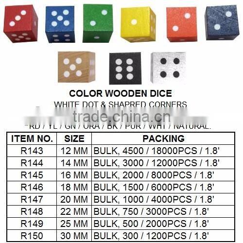 12PCS COLOR WOODEN DICE