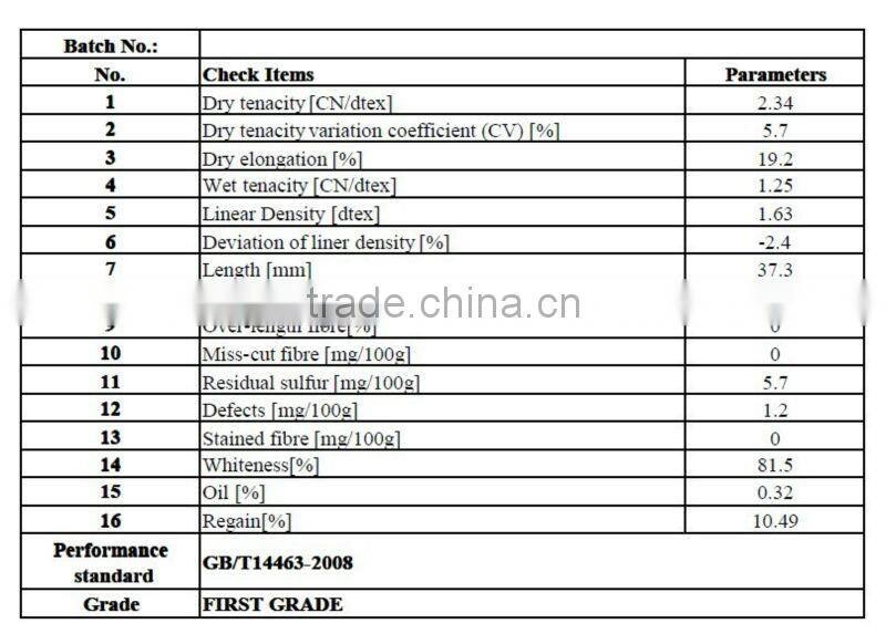staple fiber of viscose 1.2d*38mm