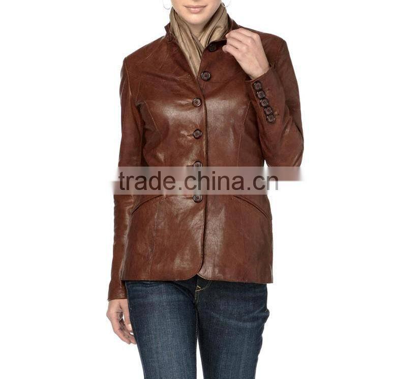 Short body Ladies leather jacket