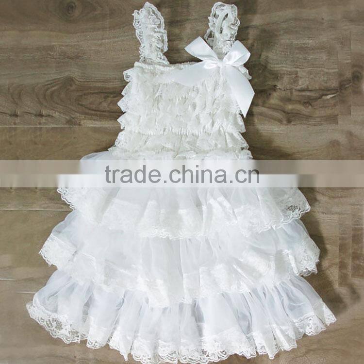 Wholesale boutique summer rustic floral lace girls dress vintage M5061815