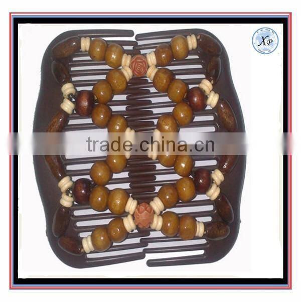 Wholesale Fashion Brown Elastic Wooden Beaded Magic Comb Jewelry