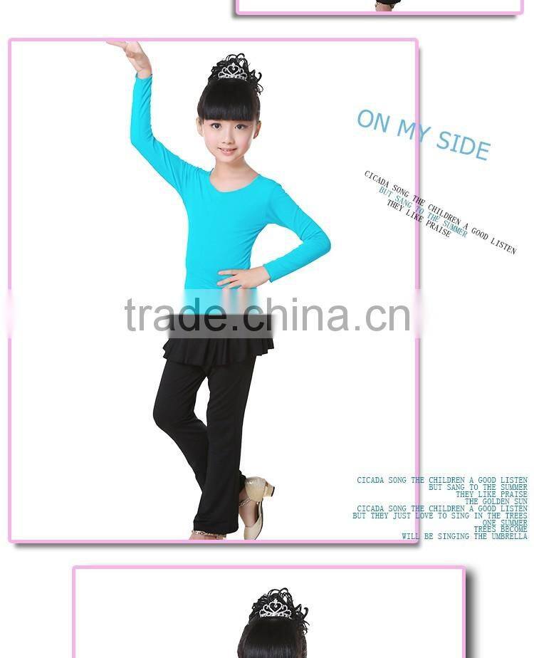 2016 Girls Kids Latin Salsa Tops And Pants Suit Child Long Sleeve Tango Dancing Suits