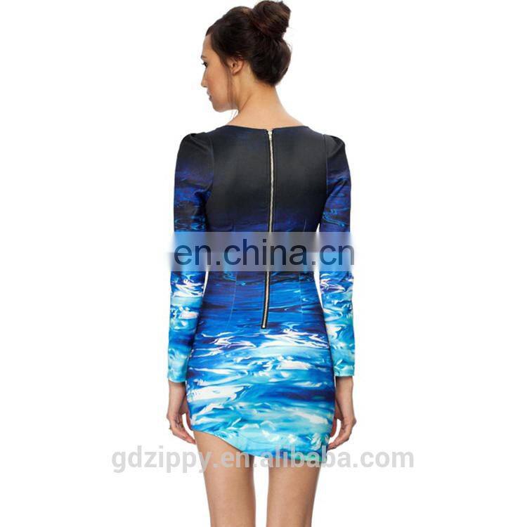 long sleeve fashion woman 3D printing dress