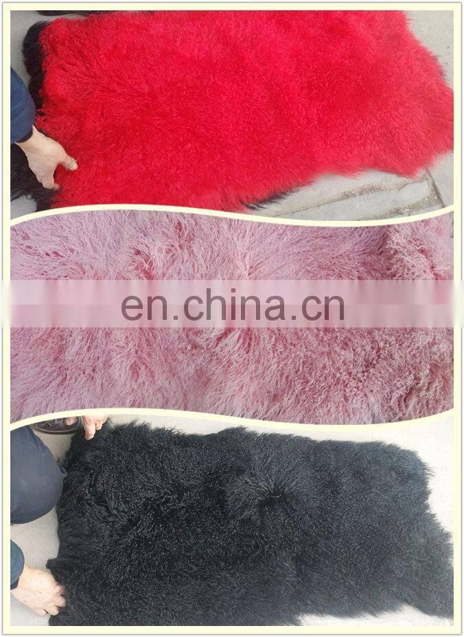 Long hair tibet Mongolian Lamb Fur Scarf red shawl for women