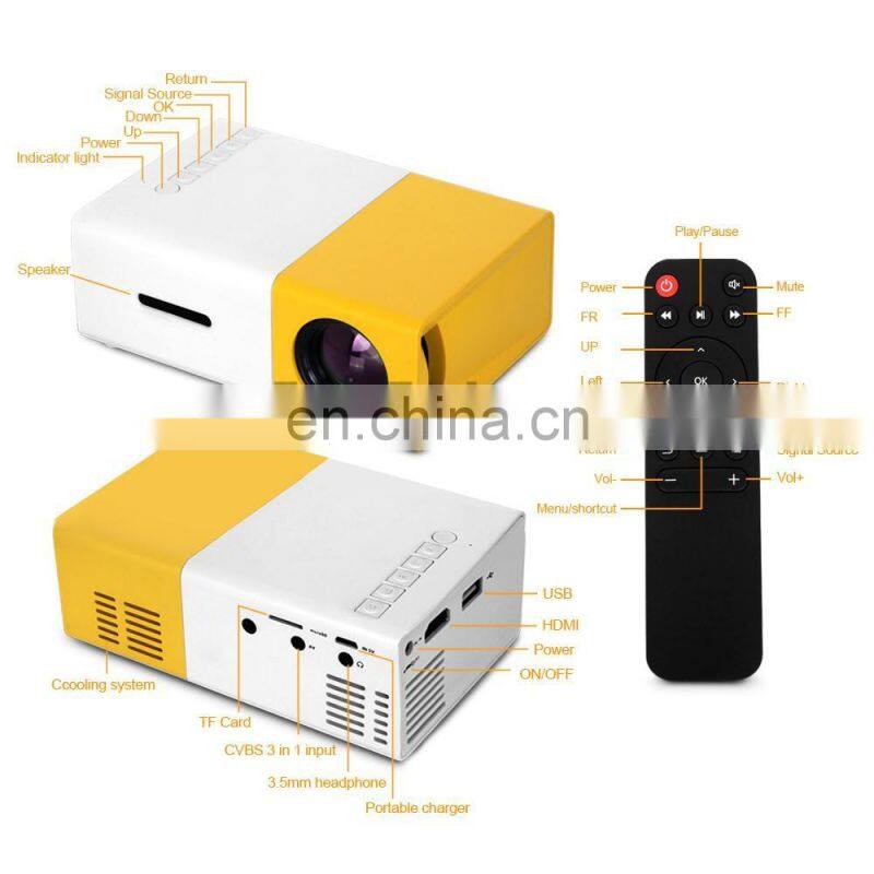 YG300 Built-in Battery Portable Mini Pocket Projector HD 1080P Mini Projector YG300 with TV Tuner Outdoor Home Cinema Theater