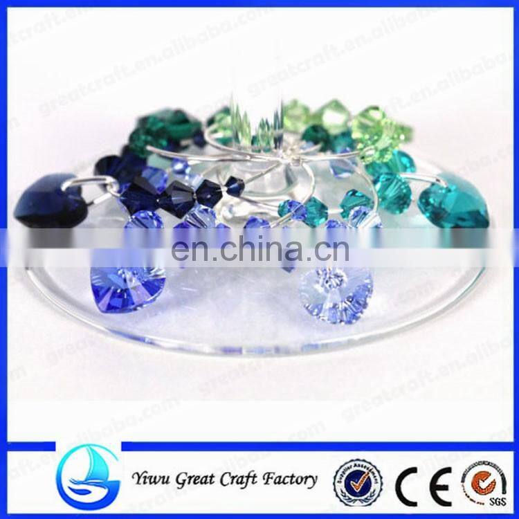 Christmas Wine Glass Charms - Clear Quartz with Festive Red and Silver Beads